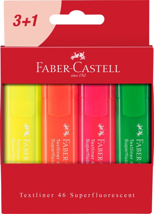 Textmarker Set 4 culori  Superfluorescent 1546 Faber-Castell [1]