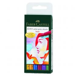 Markere Desen - Pitt Artist Pen Set 6 buc culori de baza Faber-Castell