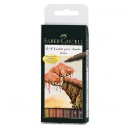 Markere Desen - Pitt Artist Pen Set 6 buc, nuante pamantii Faber-Castell
