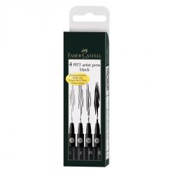 Markere Desen - Pitt Artist Pen Negru 4 buc (S, F, M, B) etui plastic Faber-Castell