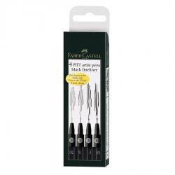 Markere Desen - Pitt Artist Pen Fineliner 4 buc F, M, S, XS, etui plastic Faber-Castell