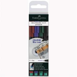 Set 4 culori Marker Permanent F Multimark Faber-Castell