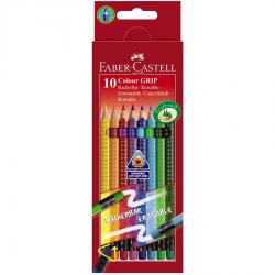 Creioane Colorate & Creioane Grafit - Creioane Colorate Grip 2001 10 Culori Cu Guma Faber-Castell