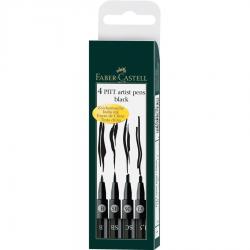 Markere Desen - Pitt Artist Pen Negru 4 buc (B, SB, SC, 1.5), etui plastic Faber-Castell