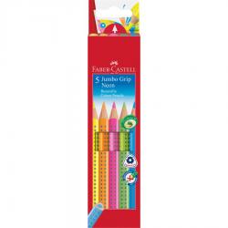 Creioane Colorate 5 Culori Neon Jumbo Grip Faber-Castell
