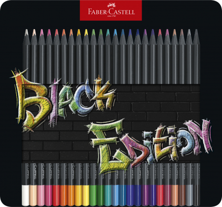 Creioane Colorate Permanente - Creioane Colorate 24 Culori Black Edition Cutie Metal Faber-Castell