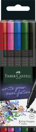 Carioci si linere Grip - Set 5 Linere 0.4mm Basic Grip Fabe-Castell