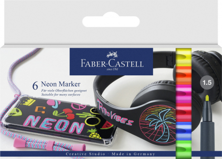 Markere metalizate - Set 6 Markere Neon Faber-Castell