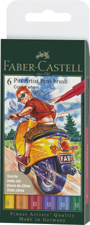 NOU - Pitt Artist Pen Set 6 Buc Culori de Baza 2022 Faber-Castell