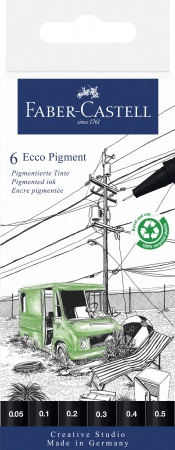 Linere - Liner Eco Pigment Set 6 Buc BLACK EDITION, Faber-Castell