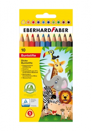 EberhardFaber - Creioane Colorate Plastic JUMBO 10 Culori, EBERHARD FABER