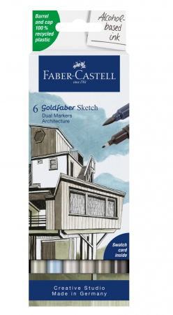 Faber-Castell - Sketch Marker 2 Capete Set 6 Architect GoldFaber, Faber-Castell