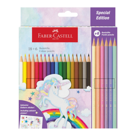 Desen - Creioane colorate 18+6 culori unicorni, Faber-Castell