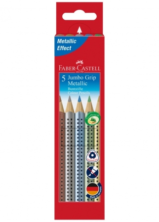 Creioane Colorate & Creioane Grafit - Creioane Colorate 5 Culori Metalizate Jumbo Grip Faber-Castell