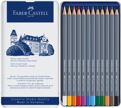 Creioane Colorate Aquarelle 12 Culori GoldFaber Cutie Metal, Faber-Castell [1]