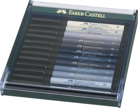 Brand - Cutie 12 Culori Pitt Artist Pen Nuante Gri Faber-Castell