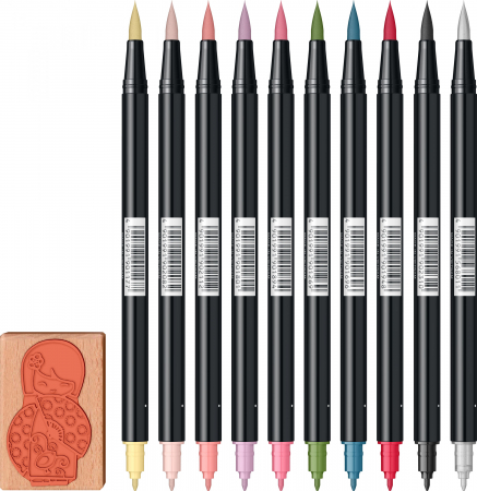 Set 10 ABT Dual Brush Pens Manga Shojo + Stamp Tombow [2]