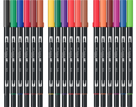 ABT Dual Brush Pen Primary Colours - set 18 culori Tombow [5]