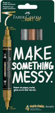 NOU - Blister 4 buc. Marker Acrilic Multimark Culori Metalizate, Faber-Castell