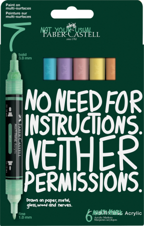 NOU - Blister 6 buc. Marker Acrilic Multimark Culori Pastel, Faber-Castell