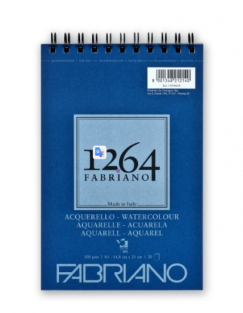 Fabriano - Bloc desen 1264 Watercolor, A5, 300gr, 20 file, cu spirală Fabriano