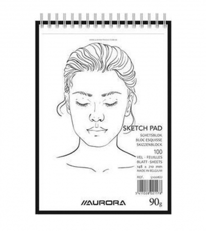 Aurora - Bloc desen spirala, A5, 100 file hartie alba 90g/mp, schite creion, AURORA Esquisse
