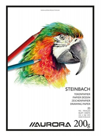 Aurora - Bloc desen A4, carton alb 20 file - 200g/mp, AURORA Steinbach