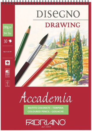 Fabriano - Bloc desen Accademia Disegno, A3, cu spiră, Fabriano