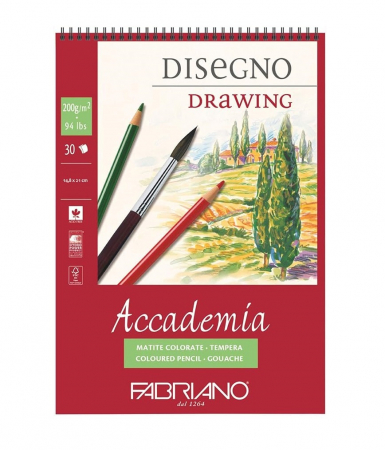 Fabriano - Bloc desen Accademia Disegno, A5, cu spiră, Fabriano