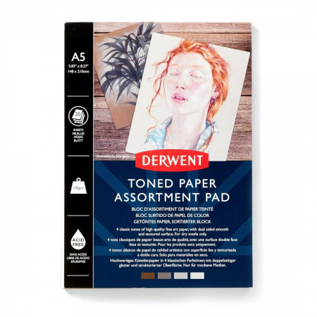 NOU - Bloc Desen Mixed Toned Paper Pad A5, 120gsm, 20 Foi, Derwent
