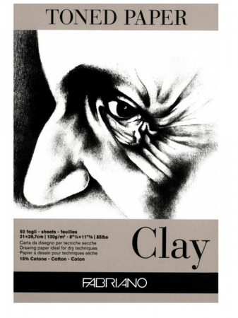 Fabriano - Bloc desen Toned Paper Clay, A4, 120g, 50 file, fără spirală, Fabriano