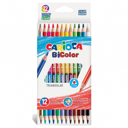 Carioca - Creioane colorate BiColor 12 culori/cutie CARIOCA