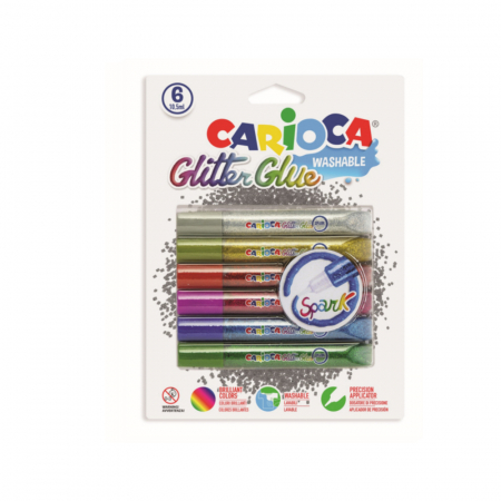 Carioca - Lipici Glitter Spark lavabil 6 culori/blister CARIOCA