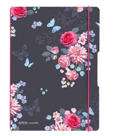 Brand - Caiet my.book flex A4, 40 file, dictando+ patratele, Ladylike Flowers, Herlitz
