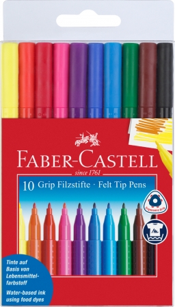 Linere - Carioca Grip 10 culori in etui plastic Faber-Castell