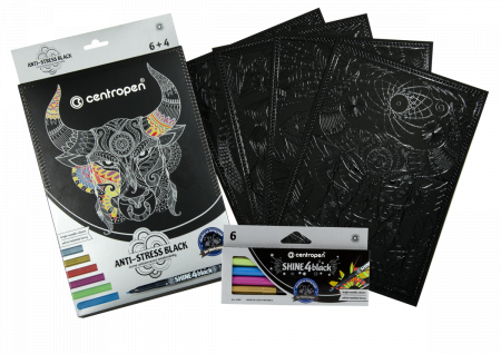 Set  4 Coli Desen Anti-Stress + 6 Markere metalice, Centropen [1]