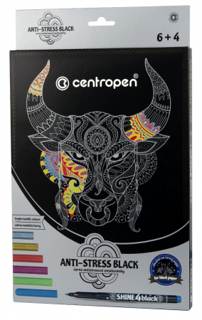 Centropen - Set  4 Coli Desen Anti-Stress + 6 Markere metalice, Centropen