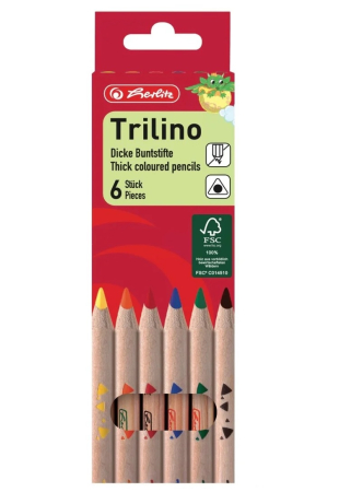 Brand - Creioane Colorate Trilino Triunghiulare Set 6, Herlitz