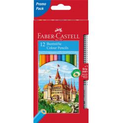 Creioane Colorate & Creioane Grafit - Creioane Colorate 12+3 Culori  / cutie carton Faber-Castell