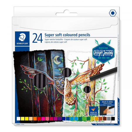 Creioane Colorate - Creioane Colorate 24 Culori SUPER SOFT Cutie Carton, STAEDTLER