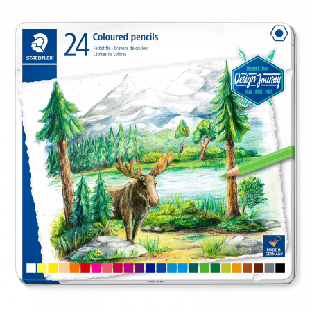 Creioane Colorate - CREIOANE COLORATE 24 CULORI CUTIE METAL, STAEDTLER