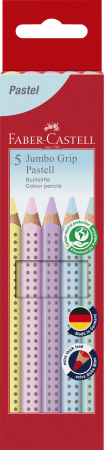NOU - Creioane Colorate 5 Culori Pastel Jumbo Grip, Faber-Castell