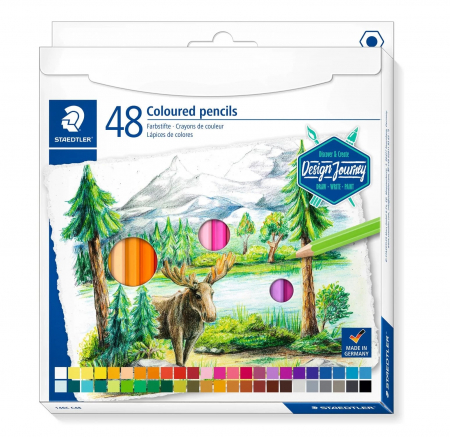 Creioane Colorate Permanente - Creioane Colorate 48 Culori Cutie Carton, Staedtler