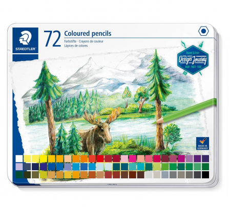 Creioane Colorate Permanente - Creioane Colorate 72 Culori Cutie Metal, Staedtler