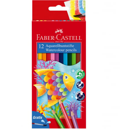 Creioane Colorate Acuarela 12 Buc si Pensula Faber-Castell [0]