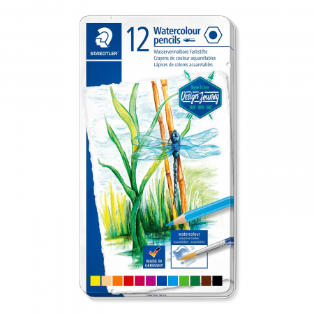 Creioane Colorate Aquarella - CREIOANE COLORATE AQUARELLE 12 CULORI CUTIE METAL STAEDTLER