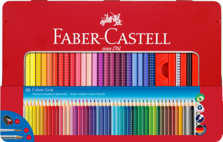 Creioane Colorate & Creioane Grafit - Creioane Colorate Grip 2001 48 Culori Cutie Metal Faber-Castell