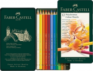 Creioane Colorate Polychromos 12 Culori Cutie Metal Faber-Castell [1]