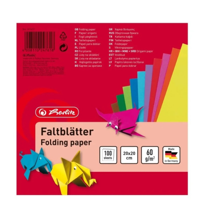 Brand - Hartie Origami 20X20 cm 100F 60G/MP, Herlitz