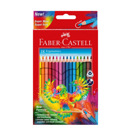 Rechizite Scolare - Creioane colorate triunghiulare 18 culori Ergonomics, Faber-Castell